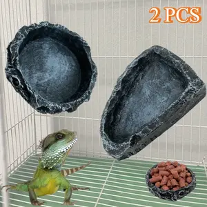 2 PCS Lizard Feeding Bowl Reptile Pet Feeding Bowl Amphibian Feeding Bowl Reptile Feeding Dish Feeding Bowl Reptile Water Bowl Food Bowl, Reptile Feeding Container Bowl, Lizard Frog and Most Pets