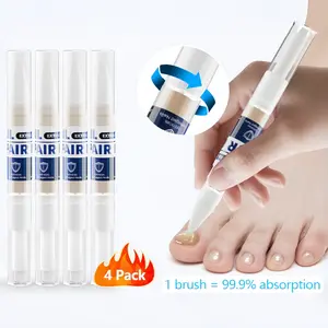 Antifungal Nail Pen 25% Undecylenic Acid Tea Tree Oil, Extra Strength Toenail Fungus Support for Discolored Thick Nails, Precision Brush Treatment for Fingernails Athlete's Foot Jock Itch, 4 Pack 0.4oz Natural Fungal Care rejuvenation