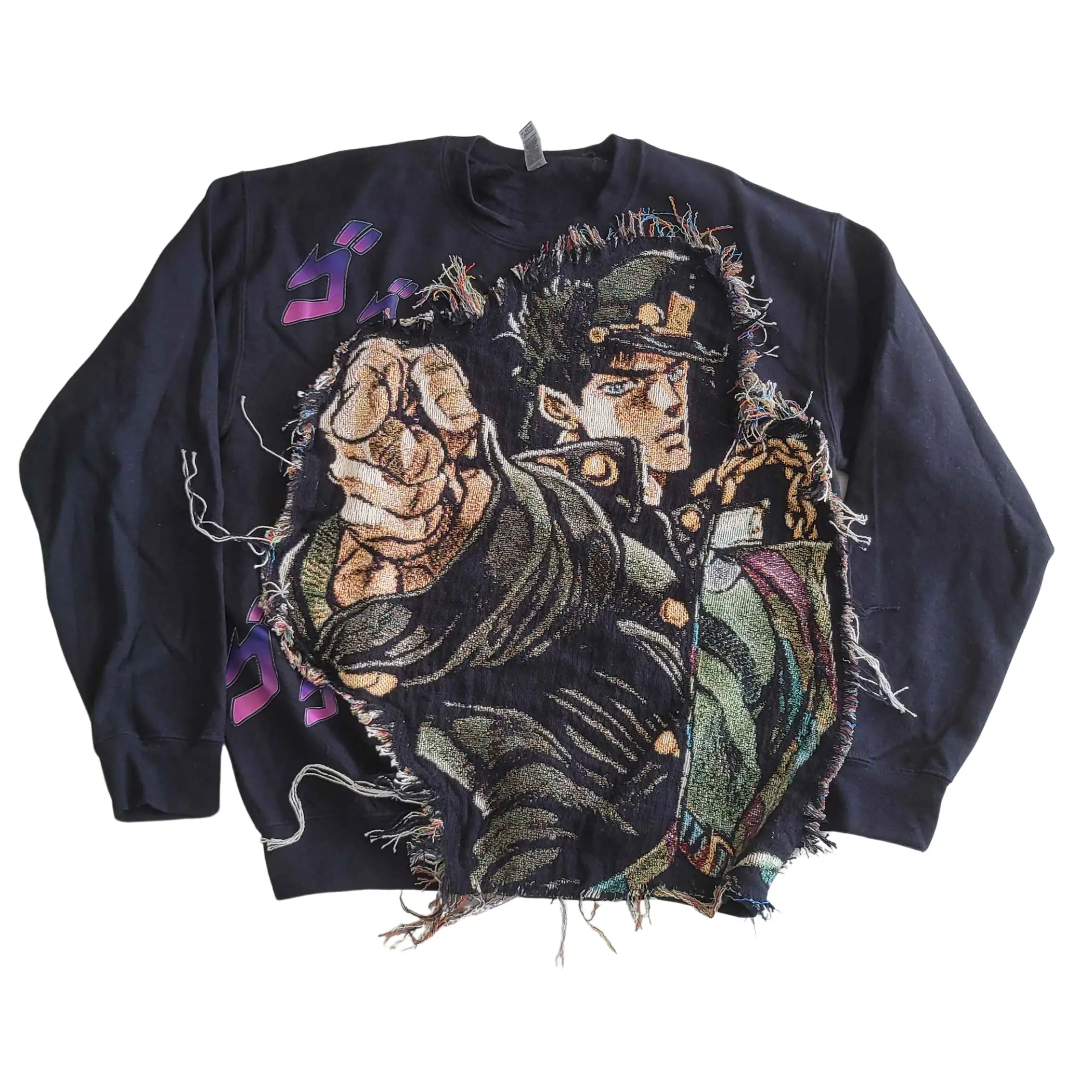 Lagarme JoJo Jo Star Sweater Y2K Tapestry Hoodie Long Sleeve Fitted Winter Casual HipHop Fashion Menswear Streetwear Handmade Anime Gift Distinctive Design Standout Piece