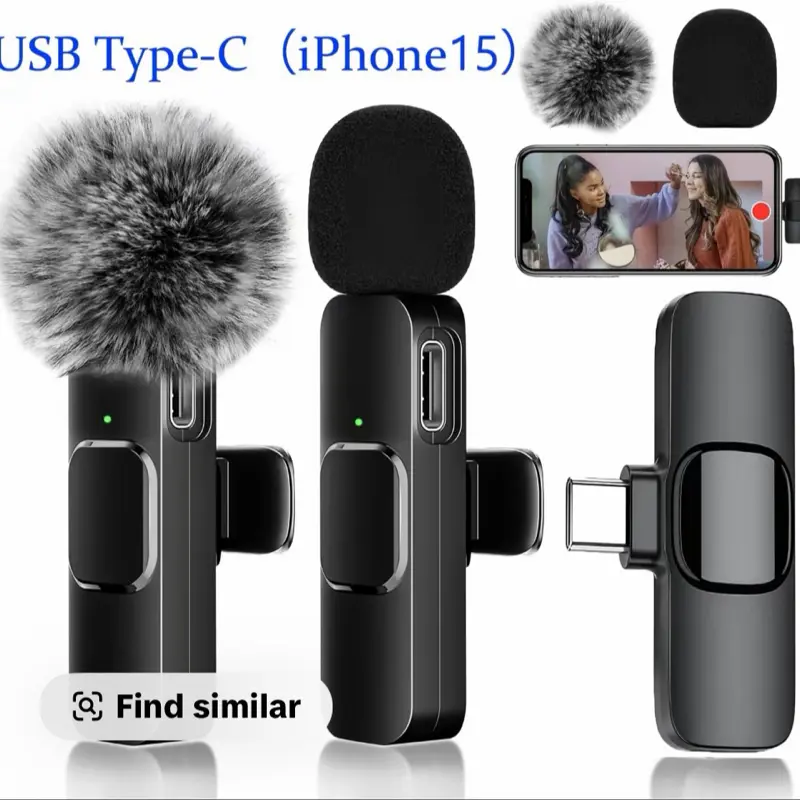 2 pcs Wireless Lavalier Microphones for iPhone, Android, iPad - Mini Wirel