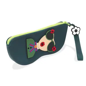 Silicone Sunglasses Storage Box with Zipper Closure and Hanging Loop, Scratch-Resistant Eyeglass Case, Multiple Colors Available, Portable Sunglasses Organizer