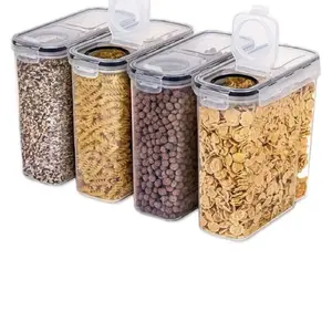 4PCS Airtight Cereal Storage Container Set with Lids - Plastic Sealed Food Containers for Kitchen Pantry Pasta Rice & Dry Food Storage