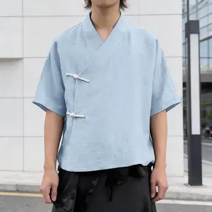 INCERUN Men's Minimalist Wrap Shirt Boho Vacation Androgynous Resort Wear