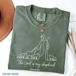 Comfort Colors The Lord is My Shepherd T-Shirt, Bible Verse Church Tee Christian Tee Jesus TShirt Spiritual Tee Floral Bible Top Religion Faith Gift, Gift For Halloween