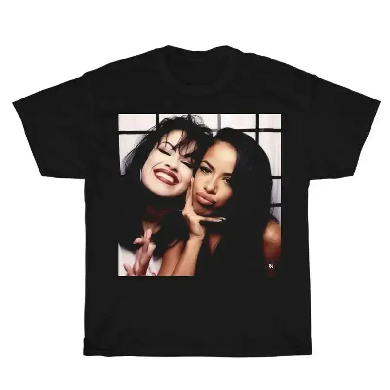 Vintage Selena and Aaliyah Graphic Unisex Shirt, Bootleg Rap Design Shirt, Hip-Hop Merchandise, Rap Gift for Him Her Crewneck Streetwear Menswear Top