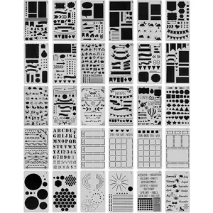 30 PCS 4x7 Inch Journal Stencils Planner Stencils for Junk Journal Notebook Diary Scrapbook DIY Drawing Template