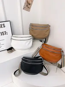 Women's PU Crossbody Shoulder Purses, Solid Color Zipper Closure Multi-Layer Large Capacity Shell Design, Fashion Commute & Casual Use