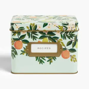Citrus Floral Tin Recipe Box