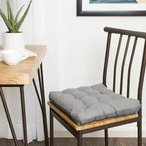 15.5 x 16-Inch Textured Dining Chair Cushions – Button-Tufted Seat Pads with Velcro Straps, Soft Polyester Fill for Kitchen, Dining, or Home Chairs, Comfortable and Casual Seat Enhancers, 2.95-Inch Thickness