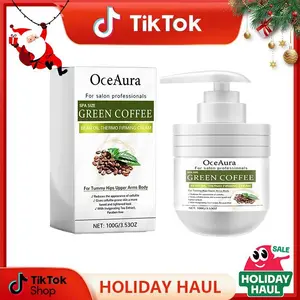 Green Coffee Bean Oil Thermo-Firming Body Lotion, Caffeine-Infused Collagen Cream for Women, Body Care Product with Nourishing Moisture, Quick Absorption for Daily Use, Improves Textured Crepey Skin, Includes Travel Size