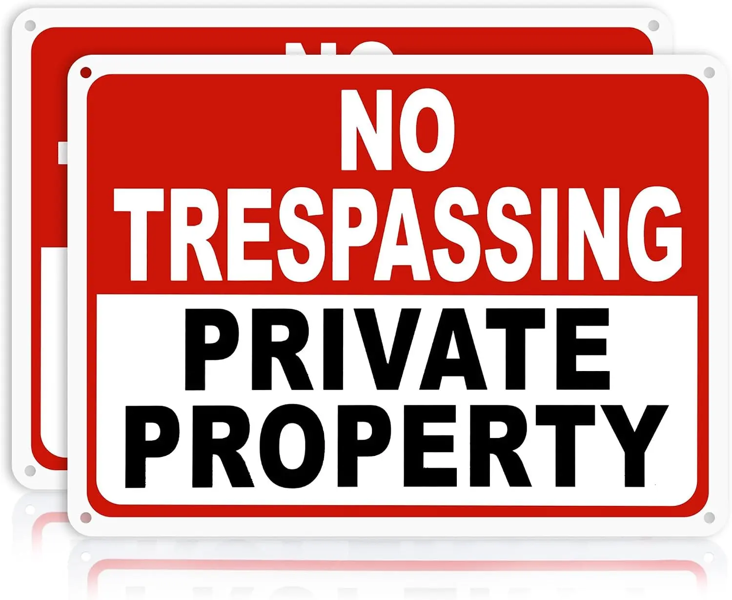 2 Pack Large No Trespassing Signs Private Property – 14x10 Inch 40 Mil Heavy Duty Aluminum, Reflective Warning Sign, Rust Free & Weatherproof Outdoor, Security Sign for Yard, Fence, Gate & Driveway