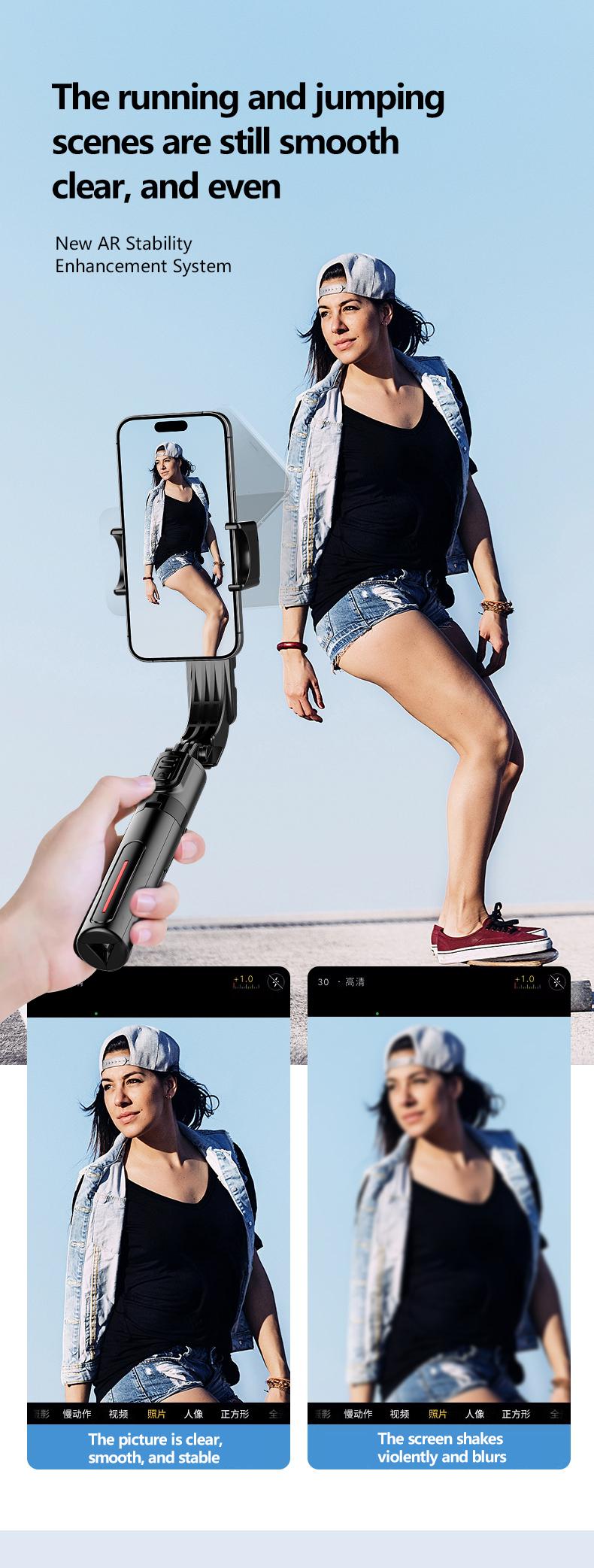 1-Axis Gimbal Stabilizer with Magnetic Fill Light, Anti-Shake Selfie Stick Tripod, Bluetooth Remote, Auto Balance Phone Stand, Aluminum Alloy Vlogging Gear for iPhone & Android