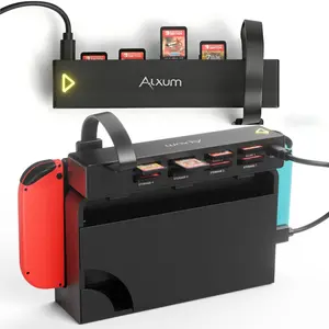 Switch 1 Game Card Reader for Nintendo Switch 8-in-1 Holder with 4 Game Slots & 4 Storage Slots Quick One-Click Switcher USB-Powered Black