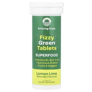 Amazing Grass Fizzy Green Tablets, Superfood, Lemon Lime, 10 Tablets