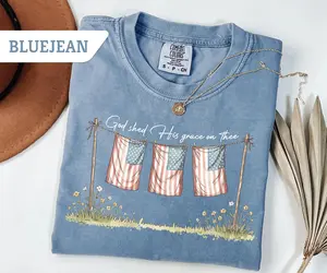 God Shed His Grace On Thee Shirt, 4th of July T-Shirt, American Flag Tee, USA Shirt Independence Day Gift, Patriotic Shirt