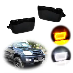 2pcs Smoke Switchback LED Front Corner DRL Turn Signal lamps Light For 2003 2004 2005 Toyota 4Runner,Replace OEM  81521-35391 / 81511-35401; TO2532113 / TO2533113