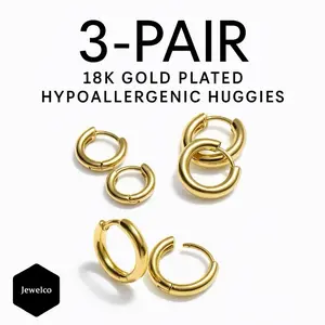 “6-Piece Gold Hoop Earrings Set | 18K Gold Plated lightweight & Hypoallergenic Huggies