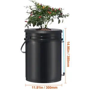 VEVOR DWC Hydroponic System, 5 Gallon 4 Buckets, Deep Water Culture Growing Bucket, Hydroponics Grow Kit with Pump, Air Stone and Water Level Device, for Indoor/Outdoor Leafy Vegetables