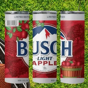 Busch Brew Apple Beer Can Tumbler – Crisp Orchard Brew Vibes – Drinkware Collection.