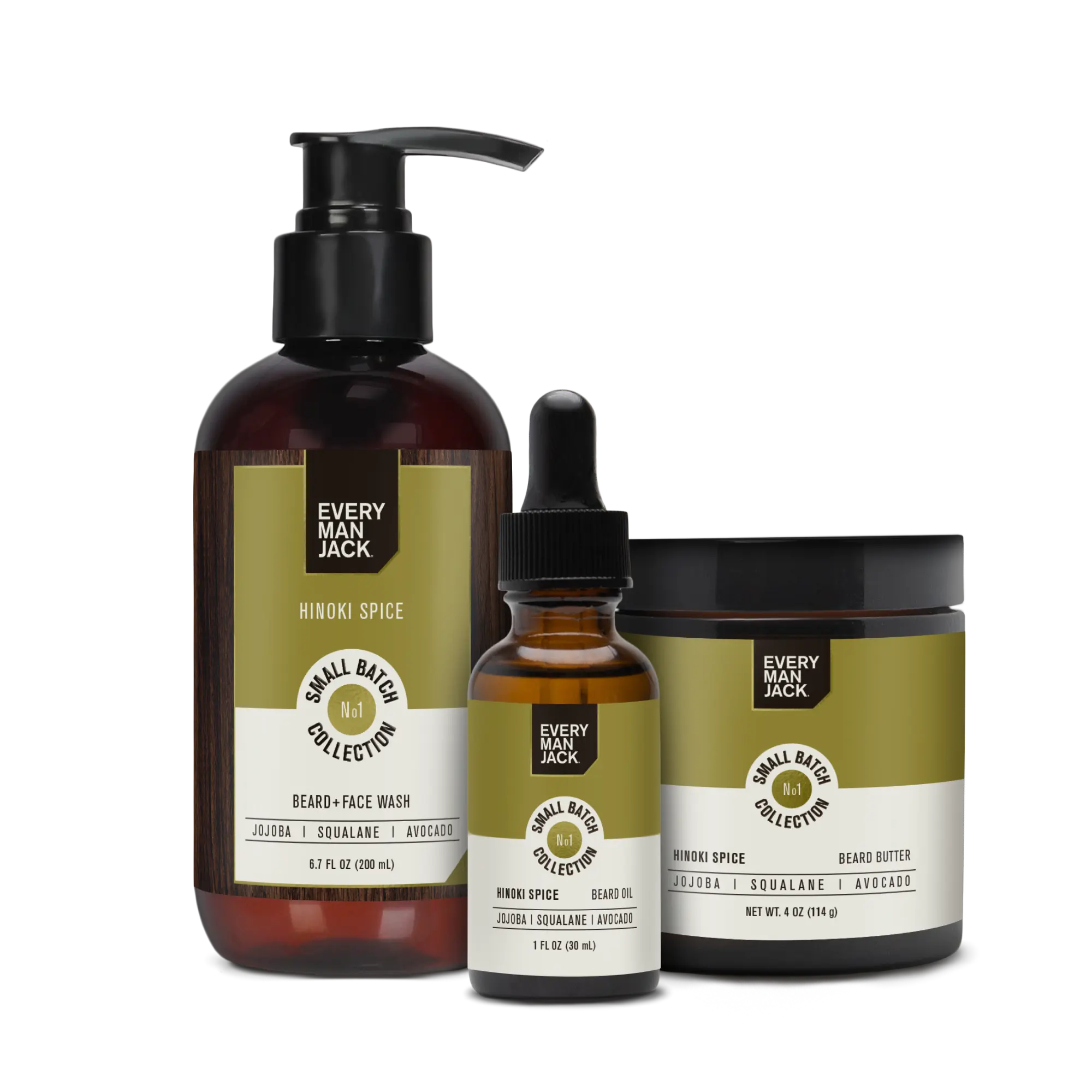 Every Man Jack Small Batch Beard Collection Bundle With Beard Butter, Beard Oil and Beard + Face Wash, Premium Beard Care Kit for Men