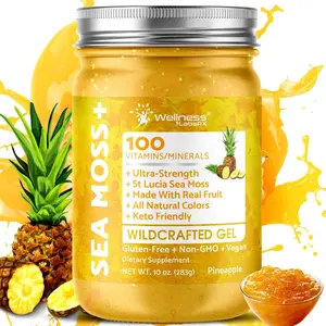 Irish Sea Moss Gel Raw - Wildcrafted Superfood Seamoss Gel - Pineapple Flavor, Vitamin and Mineral-Rich from Pristine Caribbean Waters, Immune and Digestive Health Support - 10 oz.