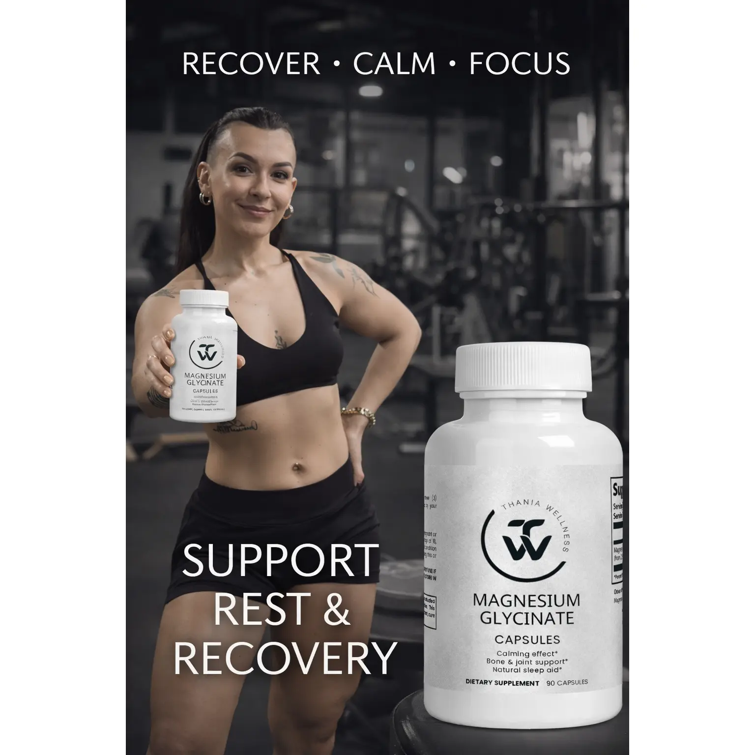 Magnesium Glycinate Dietary Capsules - Essential Mineral Supplement, Bioavailable Mg, Easy-to-Take Capsule Form, Nerve Function & Energy Production Support, Gentle Nightly Aid for Muscle Relief & Overall Well-Being, Relaxing Routine
