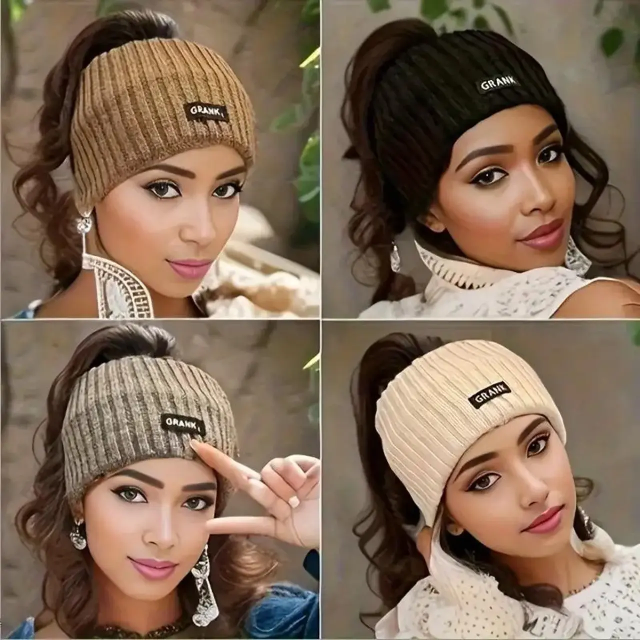 Women's Unisex 4pcs Winter Wide Solid Color Knitted Warm Elastic Headbands, Punk Sports Hair Wraps, Fashion Hair Accessories, One Size, Female