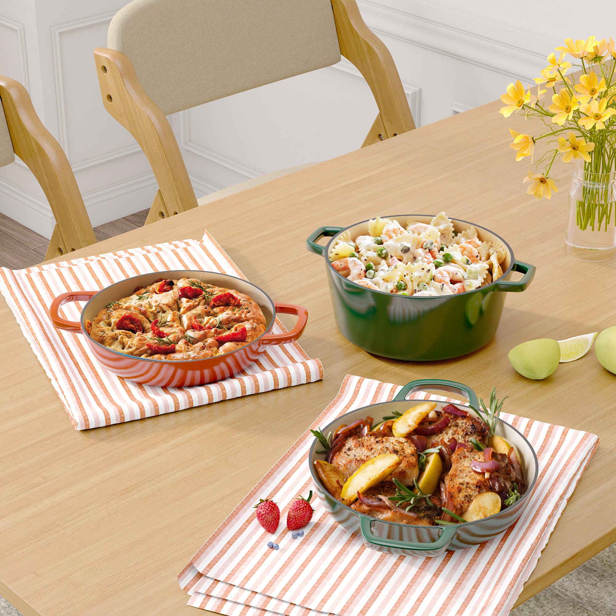 27cm Enameled Cast Iron Dutch Oven with Lid, Heavy Duty Cooking Pot for Soup, Stew, Braising and Baking