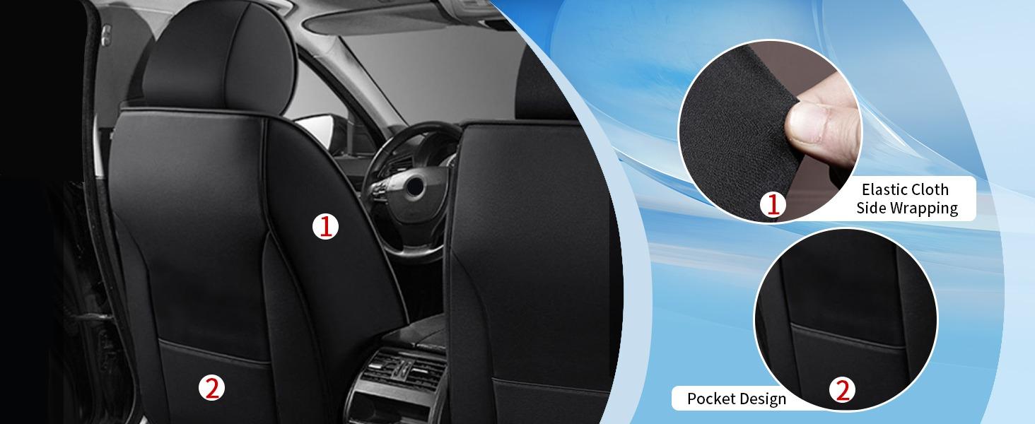 Seat Covers Faux Leather Car 5 Seat For Toyota Tacoma 2007-2023 Crew Cab Full Set Seat Cushion Pad