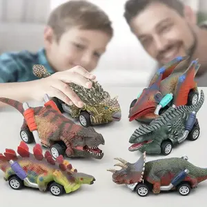 Dinosaur Model Toy Set, Realistic Dinosaur Racing Car, Four-Wheel Drive, Educational Learning Kids Toys, Fun and Interactive Playset