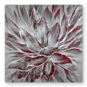 Begin Home Decor C1MP16164UX4TB 16 x 16 in. Red & Gray Flower - Floral Gray Metal Print Wall Art for Home Decor