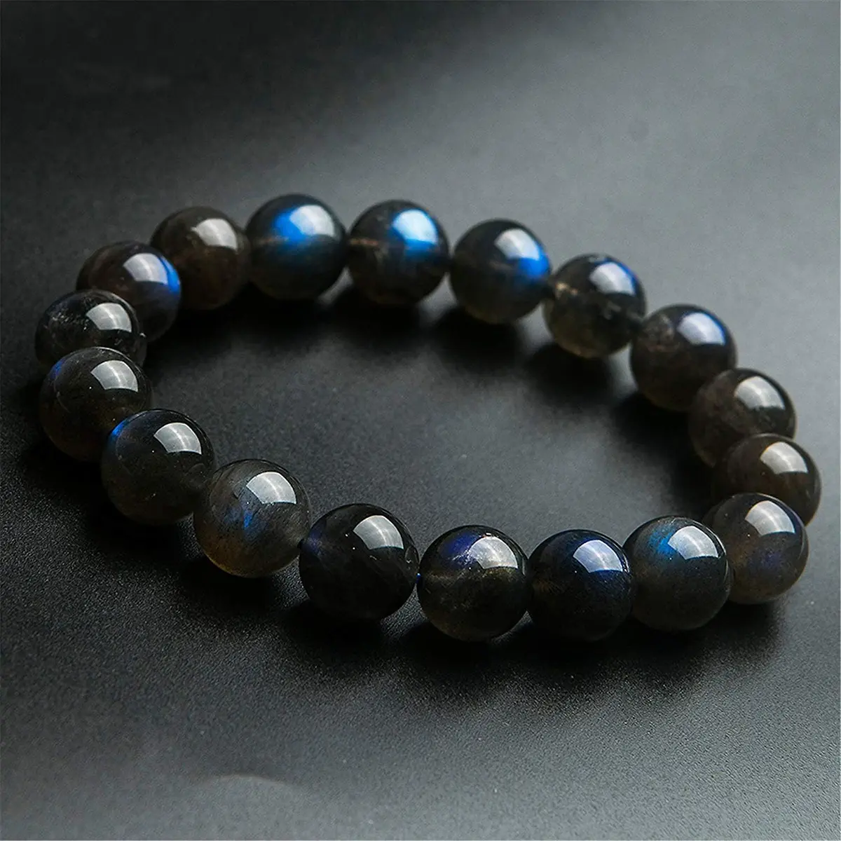 Handmade Casual Labradorite Bracelet for Adults with 7mm Cat Eye Beads - Adjustable Elastic Band, Daily Wear, Unisex, Healing Energy, Intuition Enhancement, Mysterious Blues And Greens, Natural Labradorite, Crystal Bracelets, Beaded Bracelet
