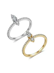 S925 Silver Plated 18k Teardrop Moissanite Ring, Elegant Women's Jewelry, Lightweight Luxury Design, 0.6ct