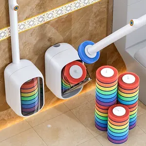 Joybos Rainbow Disposable Toilet Brush Set, Upgraded Colorful Sponge Refills with Cleaning Agent, Wall-Mounted Bathroom Cleaning Wand, Deep Clean Toilet Bowl Cleaner System