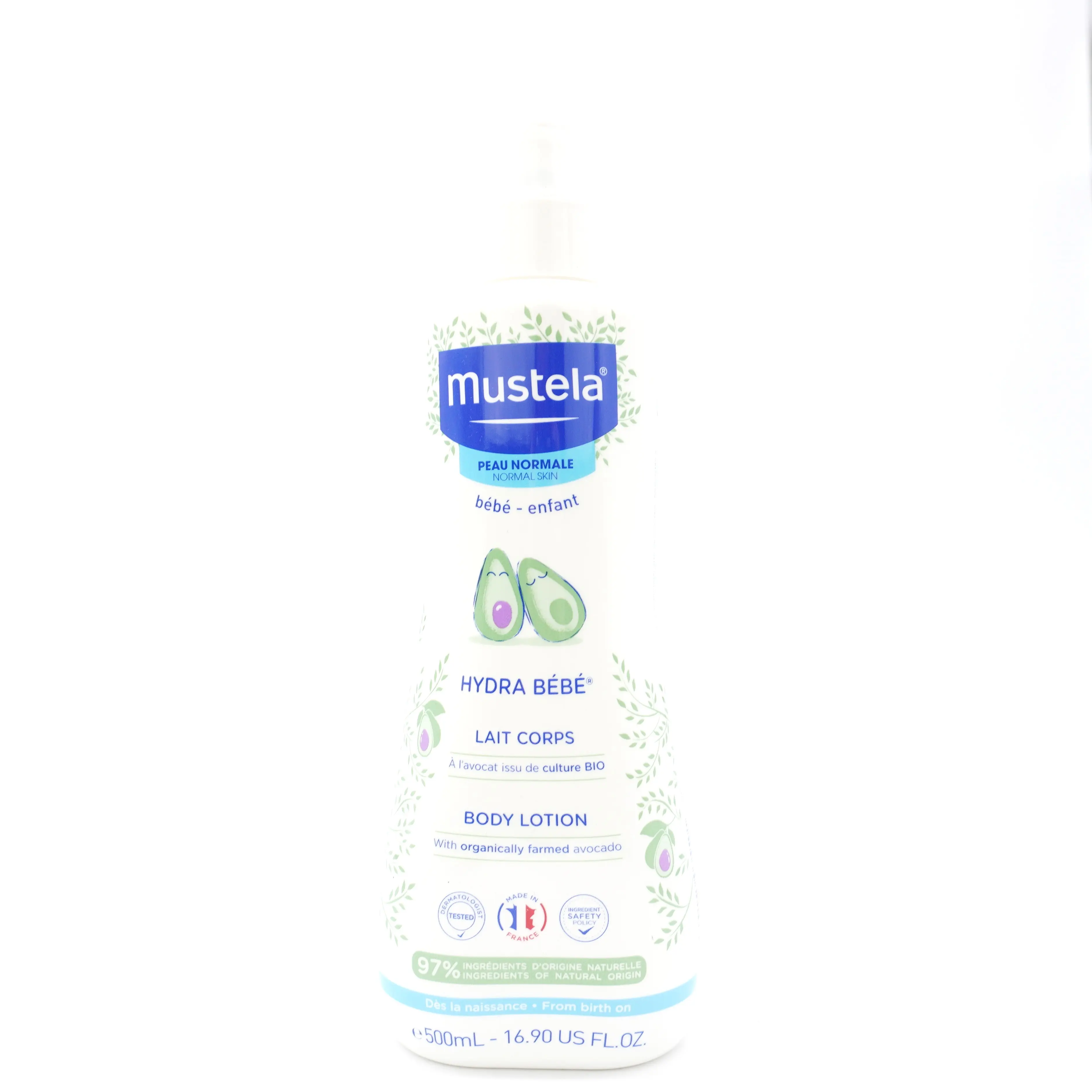 Mustela Hydra Bebe Body Lotion (500ml) - Lightweight, Hypoallergenic Daily Body Moisturizer Infused with Shea, Sunflower, Avocado for Sensitive Skin Care
