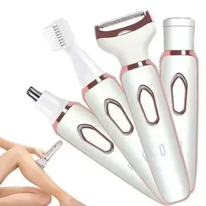 Women's Bikini Four-In-One Underarm Hair Trimmer, Pain-Free Epilator for Eyebrows and Nasal Hairs, Face and Full Body Hair Removal Tool
