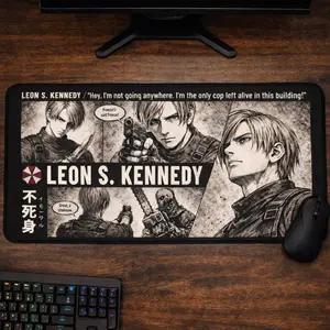Resident Evil Gaming Mousepad, Large RE4 Mouse Pad, Japanese Anime Mousepad, Leon Kennedy Desk Mat, Anime TCG Playmat