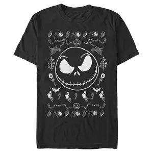 Men's The Nightmare Before Christmas Halloween Jack Skellington Sweater Print T-Shirt