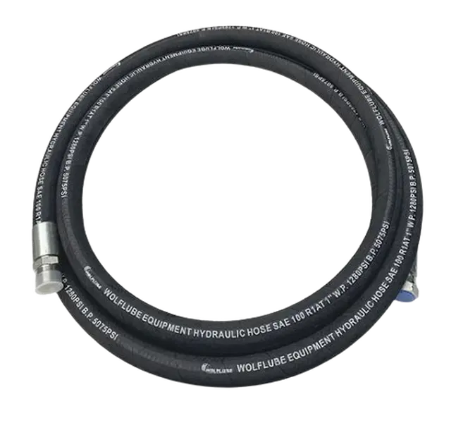 Wolflube Hose Hydraulic R1 – For Oil – 1280 PSI W.P – 1” – 65′ – M1” x F1” 251114