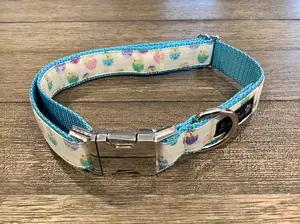 Pastel Easter Dog Collar with Bunnies and Chicks