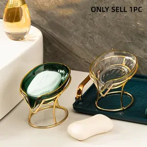 1pc Home Simple Iron Soap Rack, Bathroom Storage Organizer, Transparent Oval Design, Durable Metal Holder, Ideal for Bathrooms