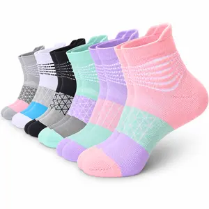 IRAMY 6 Pairs Women's Compression Socks for Plantar Fasciitis, summervibes Moisture Wicking Athletic Ankle Socks with Cushioned Arch Support for Running Walking Gym,summerwins