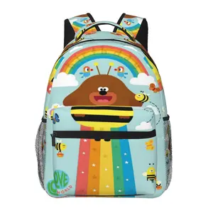 Fashion Hey Duggee backpack with large capacity—Hey Duggee daily commuter bag for outdoor hiking and business; cartoon casual Hey Duggee merchandise laptop daypack and school bag for women, men, and gift giving.