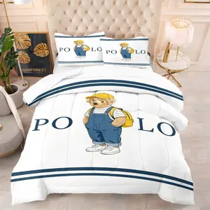 Bear Pattern Comforter Set, Soft And Durable Bedding Set, Includes 1 Quilt And 1 Or 2 Pillowcases, Daily Holiday Birthday Gift Bedroom Decoration For Children And Adults