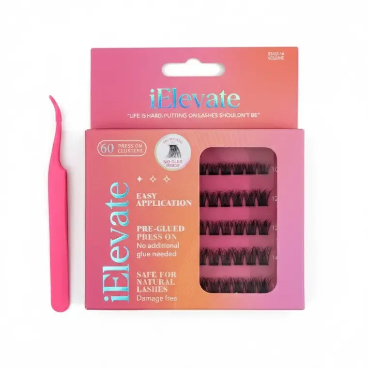 iElevate Bundle 2 Styles Natural Wispy & Volume Self Adhesive Lashes No Glue Needed 1 Tweezer Included Pre Bonded Glueless Easy Application Eyelashes Makeup