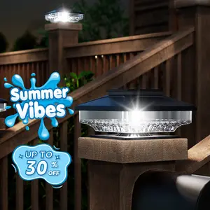 Summervibes,Solar Post Cap Lights Modern Outdoor | Easy Installation, ,easiestgardenmakeover,Bright White & IP65 Waterproof | For Fence & Deck Lighting, Solar Powered & Decorative