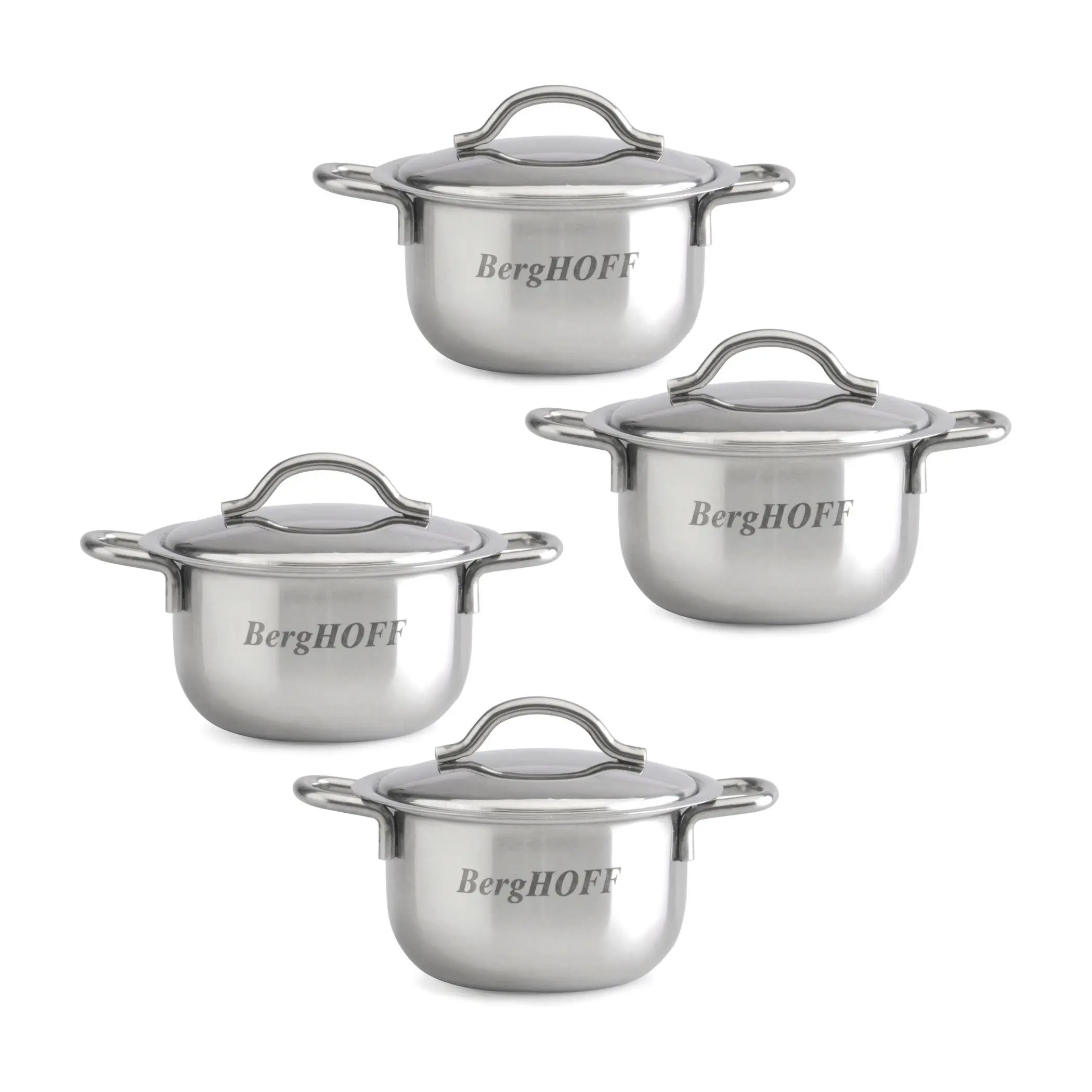 BergHOFF Set of 4 Stainless Steel Covered Mini Pots BergHOFF Set of 4 Stainless Steel Covered Mini Pots
