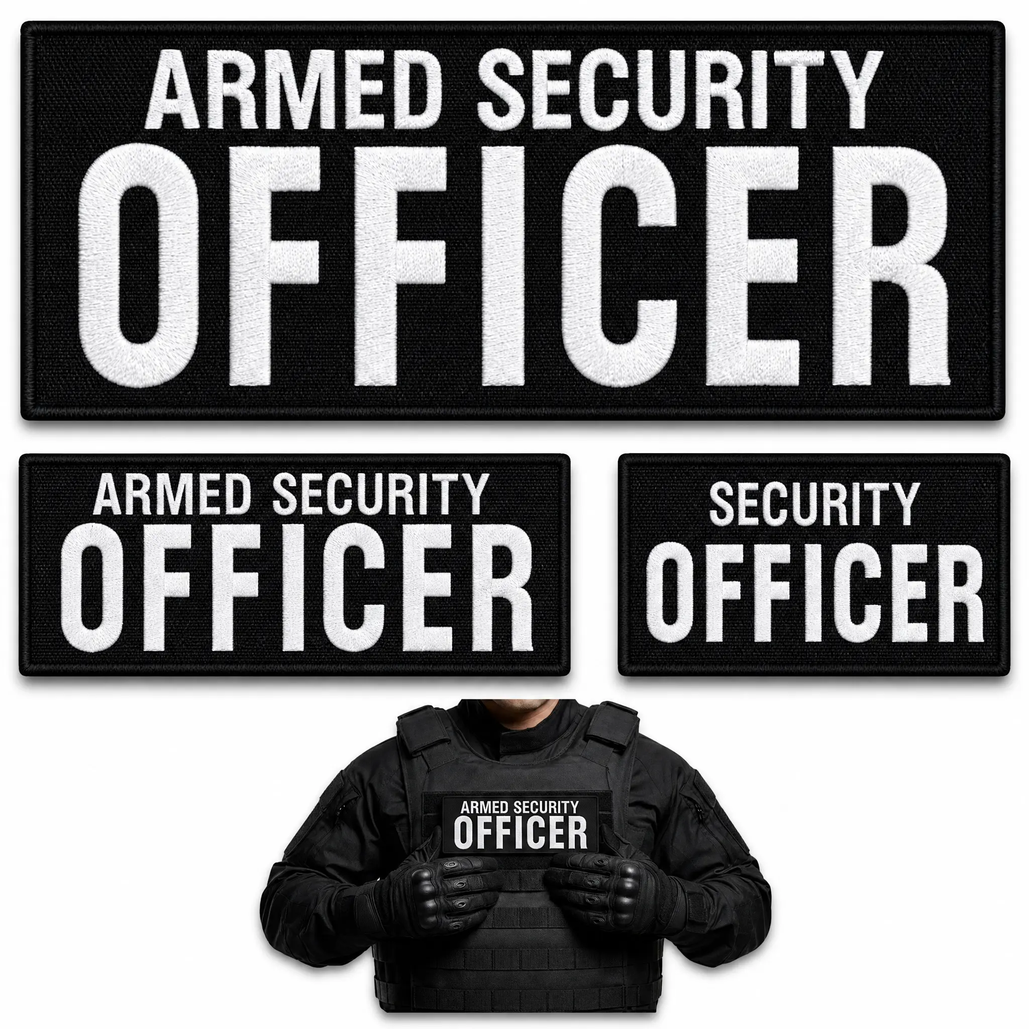 Armed Security Officer Patch Set (3-Pc), Embroidered Hook & Loop