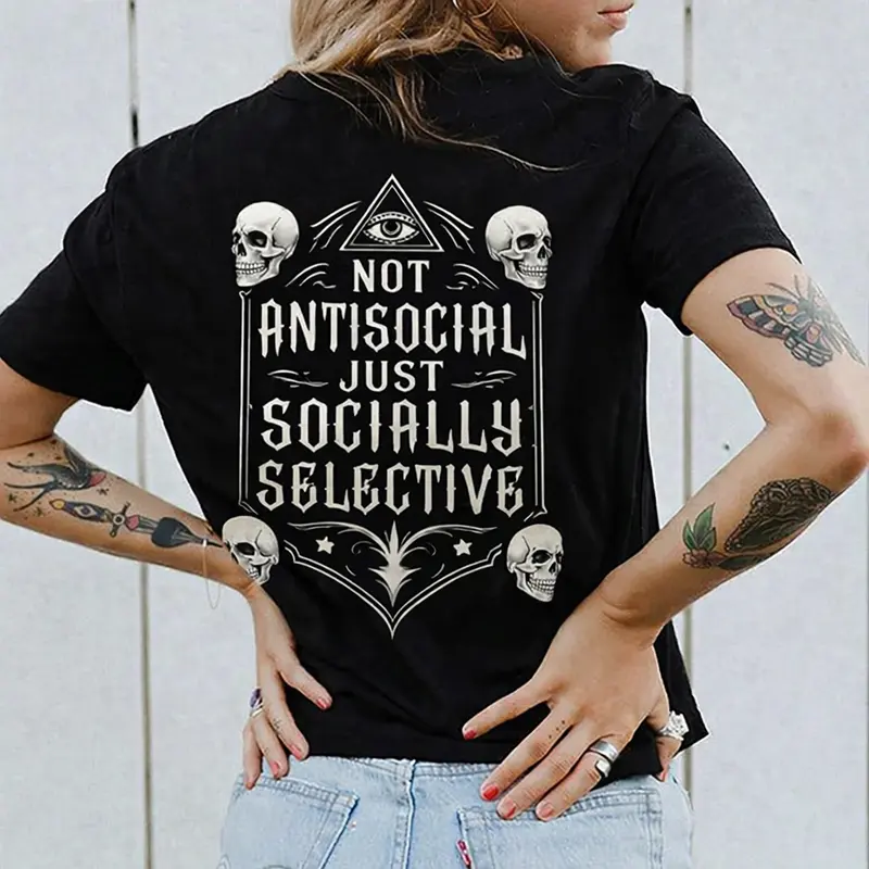 Not Antisocial Just Socially Selective Tshirt, Hoodie, Sweatshirt, Aesthetic Tatoo Outfits, Streetwear Style, Retro Vintage Y2k Women Graphic Tees