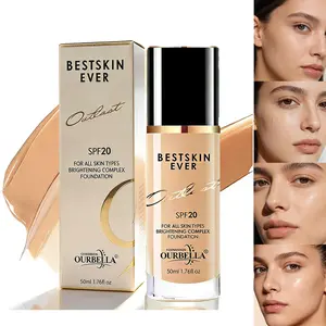 Brightening Complex Liquid Foundation Makeup SPF 20, Long Wear Lightweight Oil-Free, Oil Control, Medium Coverage Waterproof and Sweatproof Hydrating Concealer Long Lasting Makeup for All Skin Types, Classic Natural Ivory, 50ML/1.76 Fl Oz